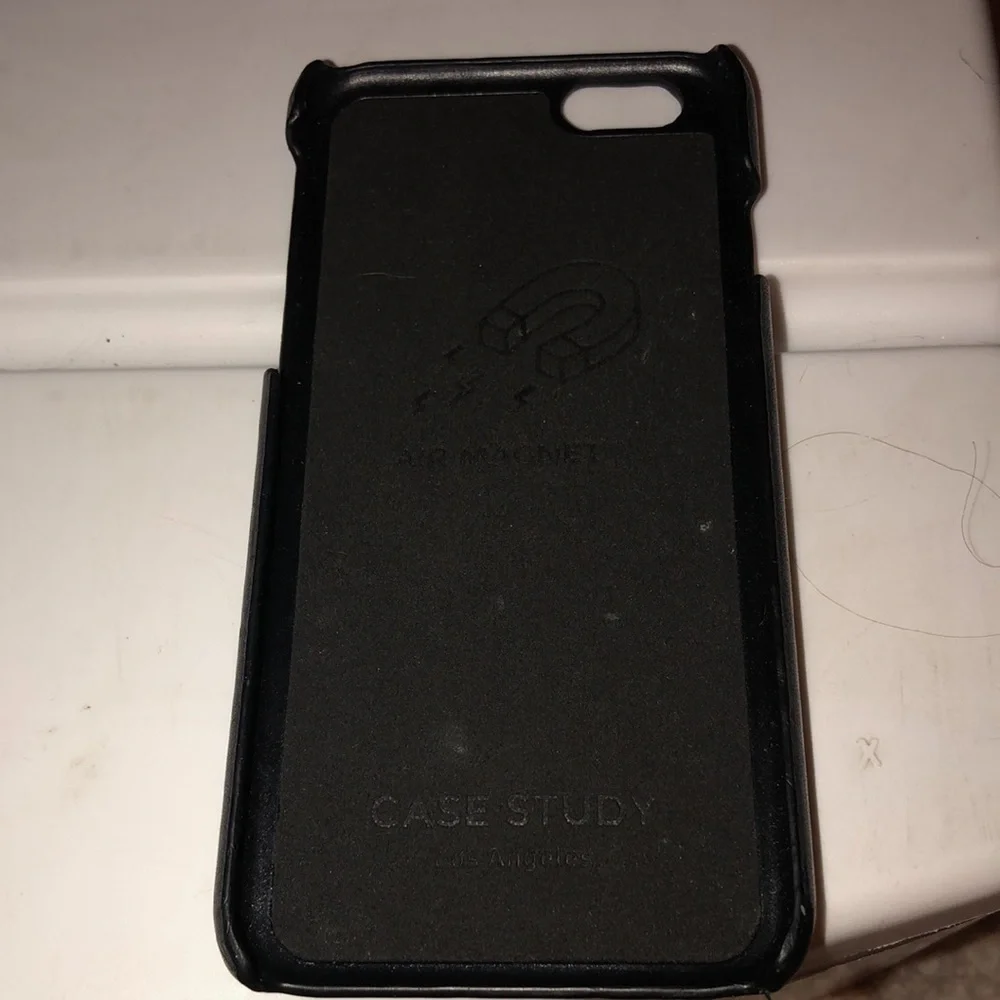 IPHONE 6S,7/8 air magnet black leather phone case like new strong hold